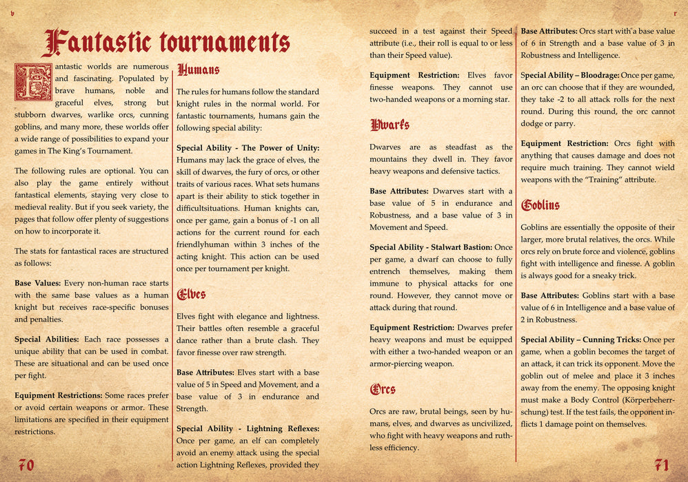 The King's Tournament core rulebook